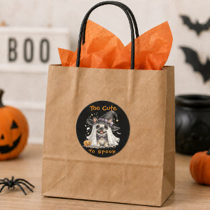 Pegatina Redonda Bulldog Francés Halloween Bruja Linda