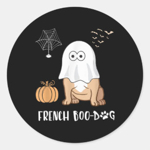 Pegatina Redonda Bulldog francés Halloween Cute Boo-Dog 2020 Tees