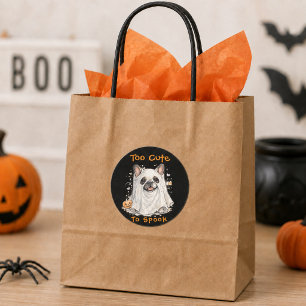 Pegatina Redonda Bulldog Francés Halloween Fantasma Adorable