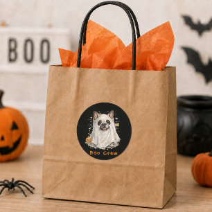 Pegatina Redonda Bulldog Francés Halloween Lindo Fantasma Boo Crew