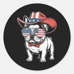 Pegatina Redonda Bulldog francés lindo perro gracioso Estados Unido