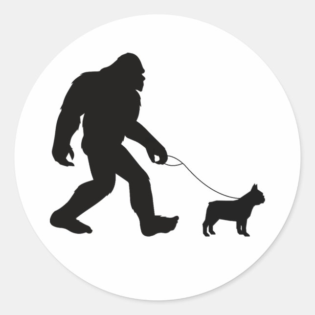 Pegatina Redonda Bulldog francés para caminar en bicicleta (Anverso)