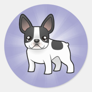 Pegatina Redonda Bulldog francés personalizado