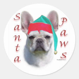 Pegatina Redonda Bulldog francés (qué) Santa Paws
