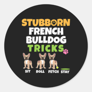 Pegatina Redonda Bulldog francés trucos I Perro Lover I Fun Frenchi