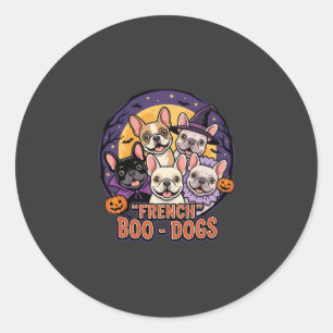 Pegatina Redonda Bulldog Francés Vector de Halloween Boo Dogs