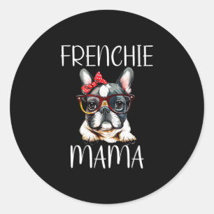 Pegatina Redonda Bulldog Frenchie Mama Watercolor Perro Día de la M