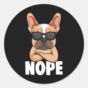 Pegatina Redonda Bulldog Frenchie Nope Perro Mamá Chicas