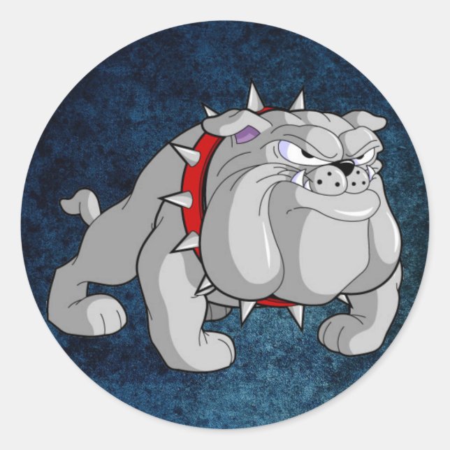 PEGATINA REDONDA BULLDOG GRAY PERSONALIZADO (Anverso)