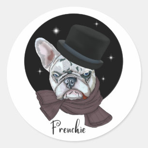 Pegatina Redonda Bulldog Guapo. Frenchie