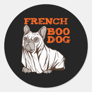 Pegatina Redonda Bulldog Halloween Diversión Halloween Disstume Boo