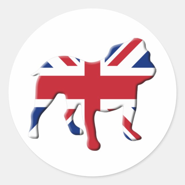 Pegatina Redonda Bulldog inglés (Anverso)