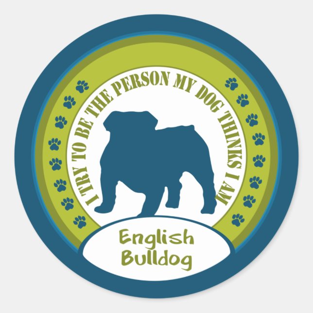 Pegatina Redonda Bulldog inglés (Anverso)