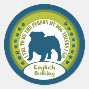 Pegatina Redonda Bulldog inglés
