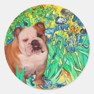 Pegatina Redonda Bulldog Inglés 1 - Lirios