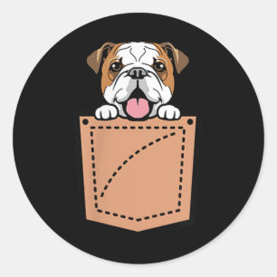 Pegatina Redonda Bulldog inglés Pocket Dog