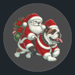 Pegatina Redonda Bulldog inglés Santa Christmas Tree Lights Xmas<br><div class="desc">El Bulldog inglés Santa Christmas Tree enciende la camiseta de perro de los niños de Navidad. Navidades clásicos de Pegatina redondo,  navidad,  navidades santa,  santa,  bulldog,  navidad,  navidad,  santa claus,  árbol de navidad,  suéter navidad,  navidad divertida,  navidades de bulldog,  clausura en inglés,  navidades de perros,  equitación,  inglés</div>