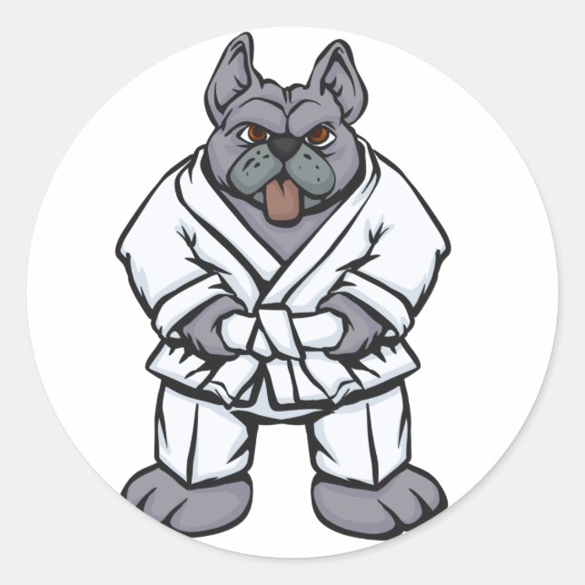 Pegatina Redonda Bulldog jiu jitsu | elegir color de fondo (Anverso)