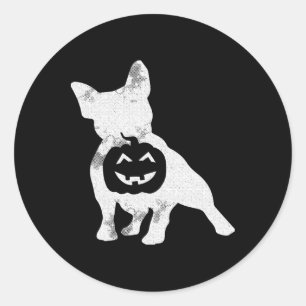 Pegatina Redonda Bulldog Lazy Halloween Disstume Cute Frenchie Cala