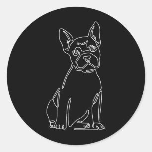 Pegatina Redonda Bulldog Line Art Cute Diversión Perro Mamá