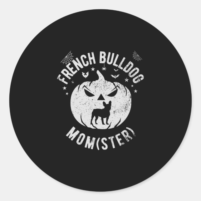 Pegatina Redonda Bulldog Momster - Halloween (Anverso)