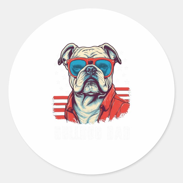 Pegatina Redonda Bulldog Papá (Anverso)