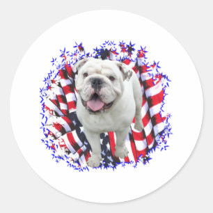 Pegatina Redonda Bulldog Patriota