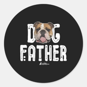 Pegatina Redonda Bulldog Perro Padre Bulldog El Dogfather Ruff Life