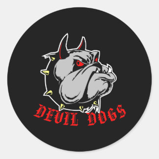 Pegatina Redonda Bulldog Perros Diablo Negro