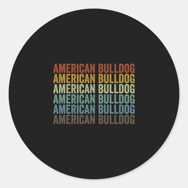Pegatina Redonda Bulldog retro (Anverso)