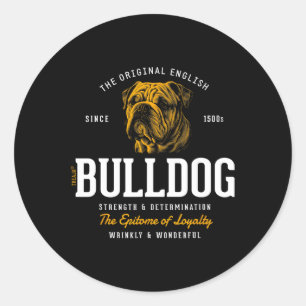 Pegatina Redonda Bulldog retro inglés con estilo