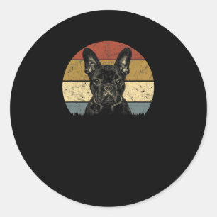 Pegatina Redonda Bulldog Retro Vintage 60 70 Diversión Frenchie Ama