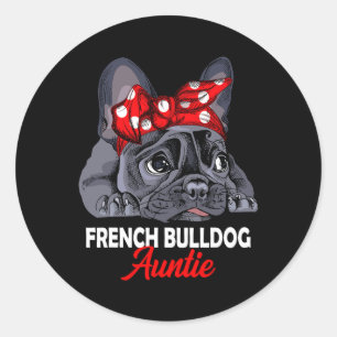 Pegatina Redonda Bulldog tía Frenchie Dog tía
