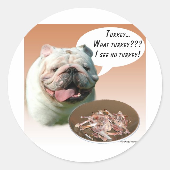 Pegatina Redonda Bulldog Turquía (Anverso)