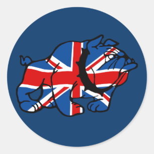 Pegatina Redonda Bulldog Union Jack
