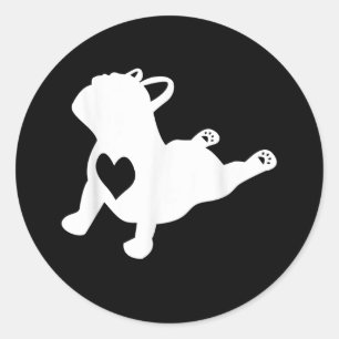 Pegatina Redonda Bulldog Yoga Pose Love Heart Workout Gift