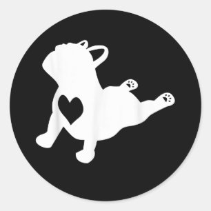 Pegatina Redonda Bulldog Yoga Pose Love Heart Workout Regalo