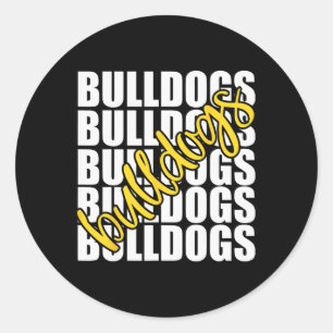 Pegatina Redonda Bulldoges Amarillo Escuela Deportivo Equipo Espíri