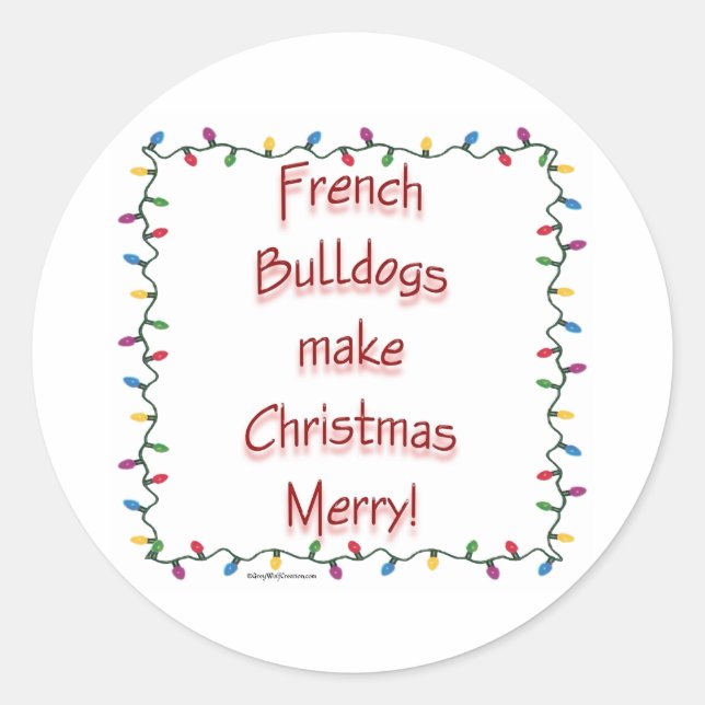 Pegatina Redonda Bulldoges franceses hacen que los Navidades se enf (Anverso)