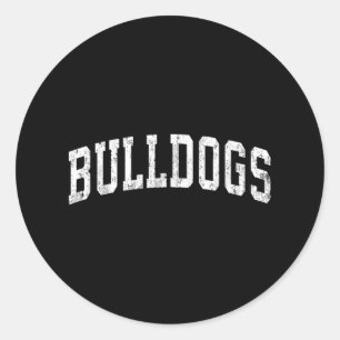 Pegatina Redonda Bulldoges Mascot Vintage Deporte Desig