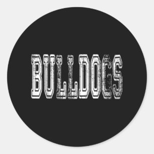 Pegatina Redonda Bulldoges Mascota Deportes en la Escuela Vintage N