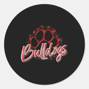 Pegatina Redonda Bulldoges Red Black Cheetah School Equipo de fans 