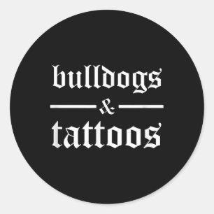 Pegatina Redonda Bulldoges Y Tatuajes - Divertido Dueño De Perro Ta