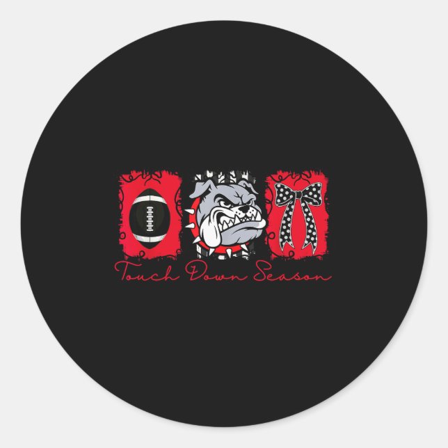 Pegatina Redonda Bulldogs Football Game Day School Mascot Team Srit (Anverso)