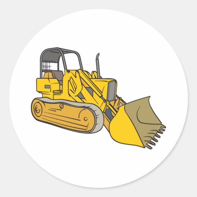 Pegatina Redonda Bulldozer (Anverso)