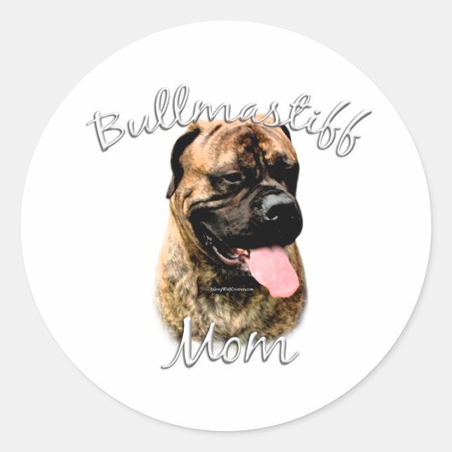Pegatina Redonda Bullmastiff Mom 2 (Anverso)