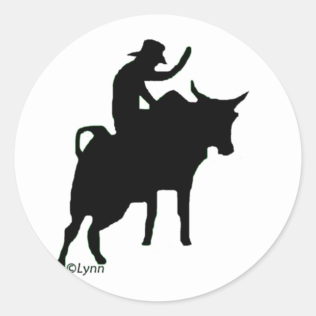 Pegatina Redonda Bullrider 2 (Anverso)