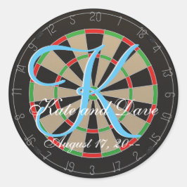 Pegatina Redonda Bulls-eye Dartboard 3d Monograma Dart Wedding Favo
