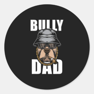 Pegatina Redonda Bully Dad Bulldog Pitbull
