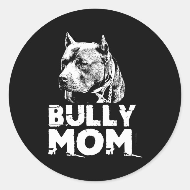 Pegatina Redonda Bully Mom American Pitbull (Anverso)